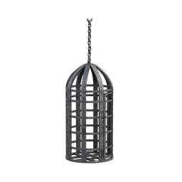 Detailed 3D rendering of a historic military cage with high-resolution textures, compatible with Blender.