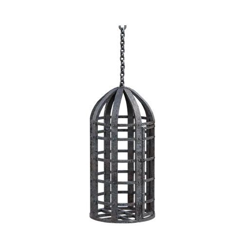 Detailed 3D rendering of a historic military cage with high-resolution textures, compatible with Blender.