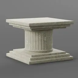 Detailed 3D model of a textured stone pillar for objects display, created in Blender, ideal for street scenes.
