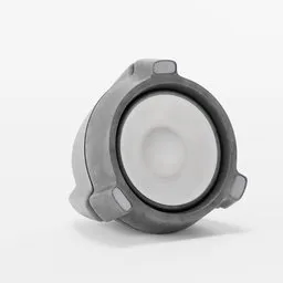 "High quality 3D model of a speaker, designed for audio projects in Blender 3D. With 41,918 tris and 20,961 vertices, this product render features a white object with a gray base, bass, and a connector. Ideal for creating tense designs and siren songs."