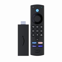 Detailed 3D render of Amazon Fire TV Stick remote and HDMI dongle.