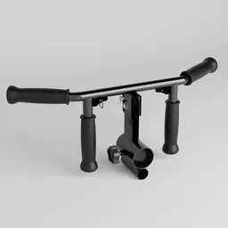 High-quality 3D model of a T-bar row attachment with knurled handles for Blender exercise equipment rendering.