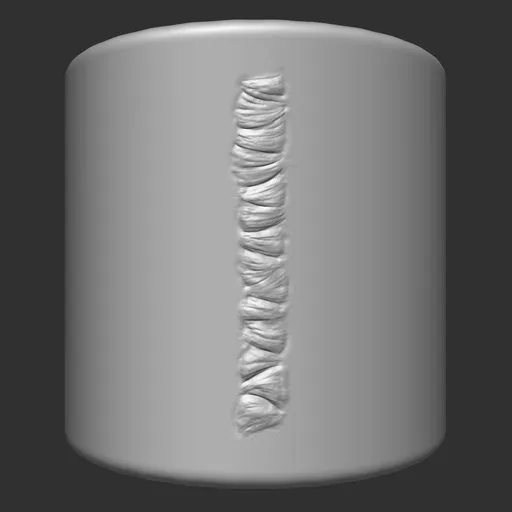 ER Welding Brush 13 imprint for 3D modeling, detailed twisted pattern effect for metal damage in Blender.