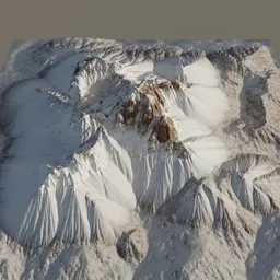 Detailed snowy mountain 3D model optimized for Blender, ideal for realistic terrain rendering.