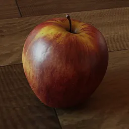 Highly detailed 3D apple with 21K polygons, 4K textures, and PBR materials, perfect for Blender projects.
