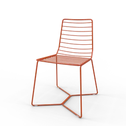 Detailed 3D model of a modern orange Antia chair with intricate design, optimized for Blender rendering.
