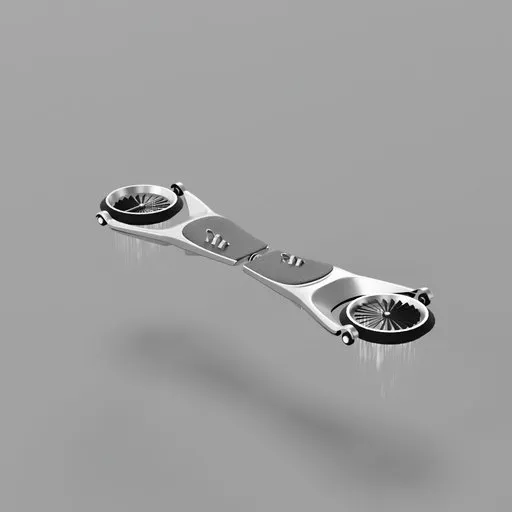 Detailed Blender 3D model of a futuristic hoverboard with dual-fan propulsion isolated on a neutral backdrop.