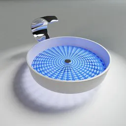 High-end 3D rendered circular sink with a unique transparent base, designed for Blender visualization.