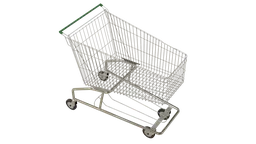Detailed 3D model of a metal shopping cart for Blender, perfect for supermarket or urban scenes.