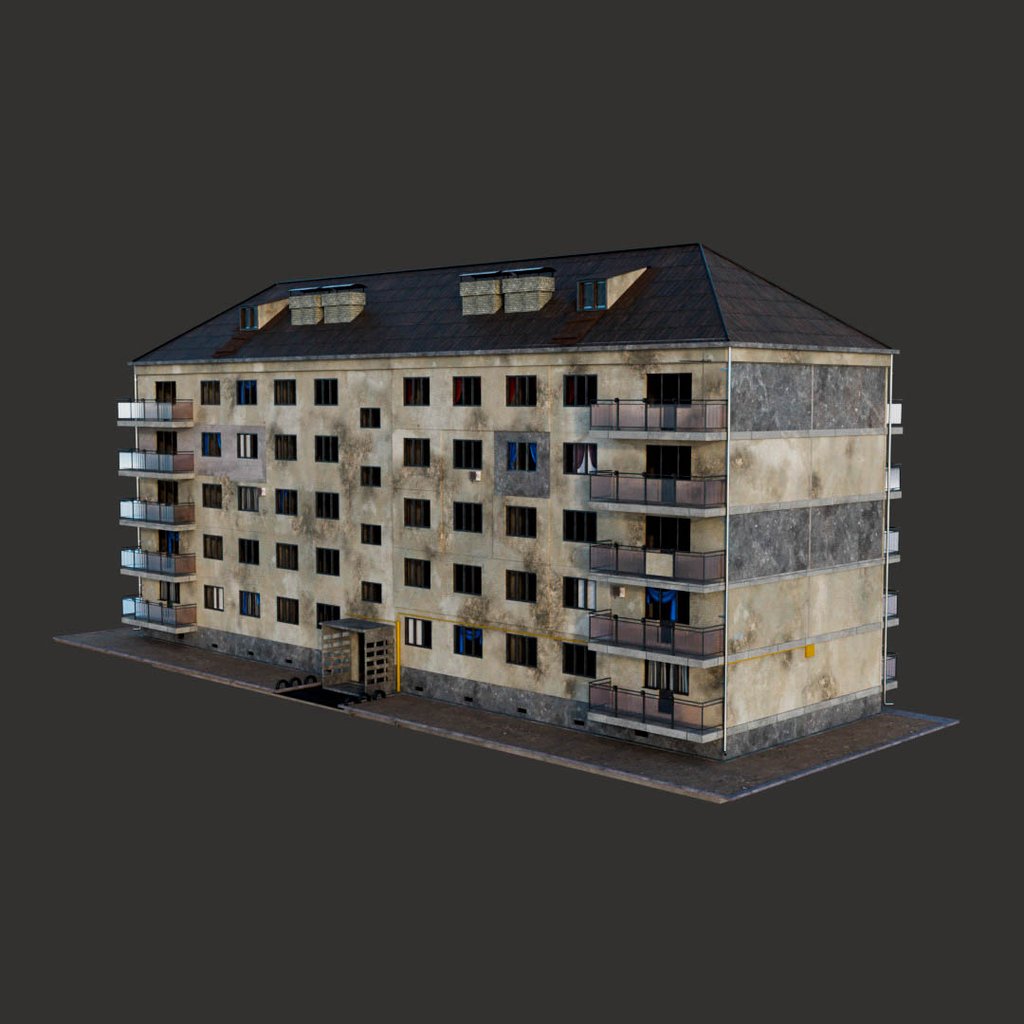 Soviet-Style Apartment Building Exterior | Private Buildings models ...