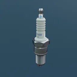 "Low poly spark plug 3D model with 4k textures for Blender 3D software. Features mechanical internal parts and a round hood in silver color. Perfect for construction projects."