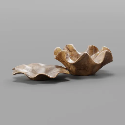 Wave-Edge Wooden Bowls