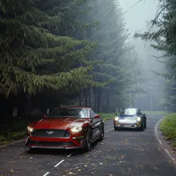 Car in forest