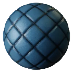 Diamond Quilted  Stitch Leather Blue