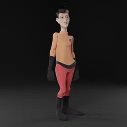 Stylized cartoonish 3D spaceman model in Blender, rigged for basic pose, ideal for still renderings.