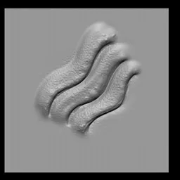 Sculpted gill pattern by NS Sea Creature gills triple brush for aquatic 3D model detailing in Blender.