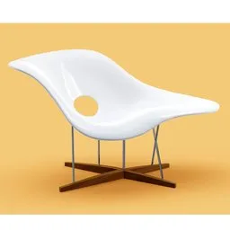 3D Vitra-inspired chaise lounge model, high-quality Blender-compatible, with a sleek white design for modern interiors.