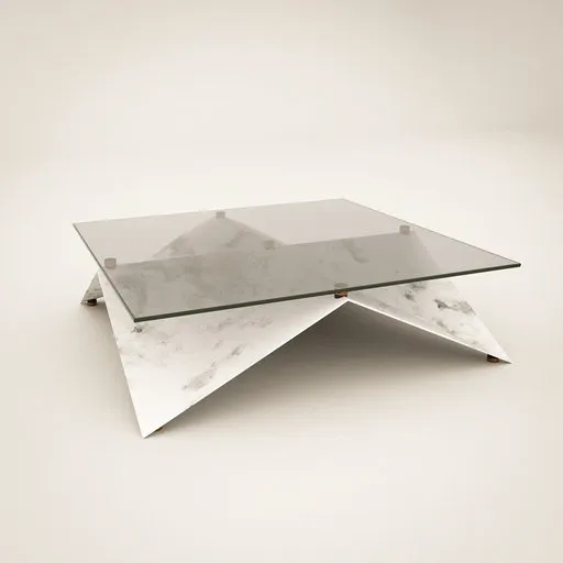 3D origami-inspired table model with marble textures, compatible with Blender, showcasing modern design aesthetics.
