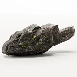 Realistic 3D model of a mossy rock for Blender, optimized for 2K PBR textures and game development.