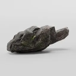 Realistic 3D model of a mossy rock for Blender, optimized for 2K PBR textures and game development.