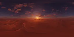 Red Cloudy Sunset over Desert