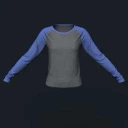 Gray and Blue Long Sleeve Raglan Shirt