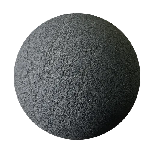 High-resolution PBR cracked tarmac material for 3D modeling in Blender, ideal for realistic asphalt surfaces.