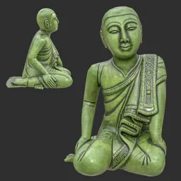Antique Burmese Monk Statue Jade
