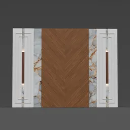 Walnut Wall Panel with Calacatta Marble