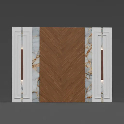Walnut Wall Panel with Calacatta Marble