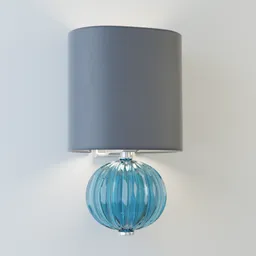 "Jewel Wall Light by Abrissi for Blender 3D - a highly detailed and polished wall light model with a centred radial design inspired by Louise Abbéma, featuring blue and celadon glaze spheres. Rendered in Frostbite 3, Keyshot, Octane, and Redshift for a variety of stunning texture effects."