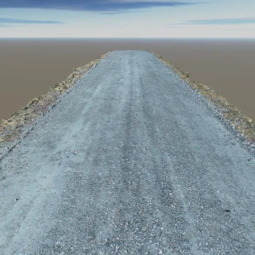 Highly detailed Blender 3D gravel road model, perfect for rural scene rendering and CG environments.