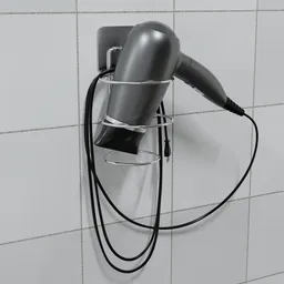Realistic 3D model of a sleek modern hairdryer with a detailed cord, designed in Blender.