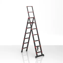 Telescopic folding ladder