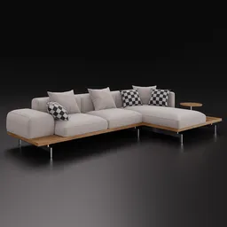Detailed 3D corner sofa with customizable fabric, compatible with Blender 4.0+, ideal for modern interior design visualization.