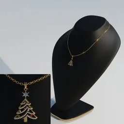 Golden Christmas Tree Pendant