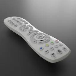 Detailed 3D rendering of a universal remote control, compatible with Blender for 3D modeling.