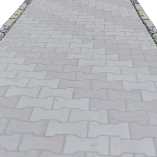 Realistic textured paving 3D model suitable for Blender, showcasing detailed quad topology.