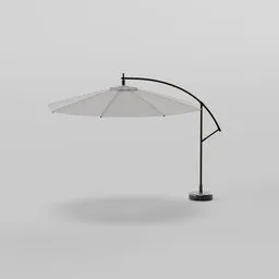 "Big SinShade" 3D model for Blender 3D - A modern and stylish sunshade for exterior use, featuring a white umbrella on a metal stand and realistic shaded lighting. Perfect for adding a touch of elegance to your virtual swimming pool scene.