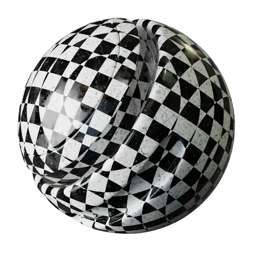 High-contrast black and white marble texture for 3D Blender PBR material, ideal for chess-like designs.