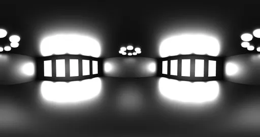 High dynamic range panoramic image with studio softboxes and controlled lighting setup for scene illumination.