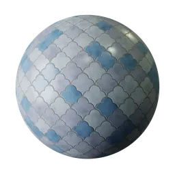 Fan shape morrocan tile blue