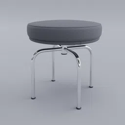 Detailed 3D model of a modern bar-chair with cushioned seat and chrome legs, compatible with Blender rendering.