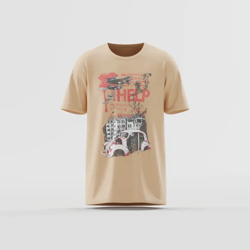 "HELP" Distressed Collage Graphic Tee