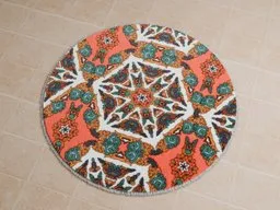 Detailed round Persian rug 3D model with intricate patterns optimized for Blender renderings.