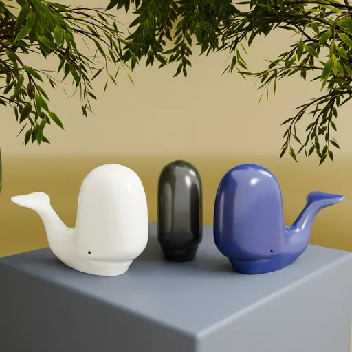 Big Head Whale Ornament Set