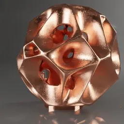 Shiny rose gold Voronoi-patterned 3D model, optimized for Blender rendering with a reflective surface.