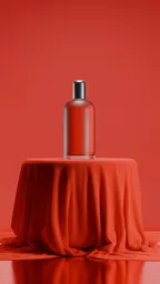 Red Fabric Pedestal Display Scene