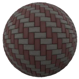 High-resolution PBR footpath bricks texture for 3D rendering in Blender and other 3D applications.