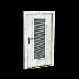 Detailed white 3D model door with textured surface and handle, optimized for Blender rendering.